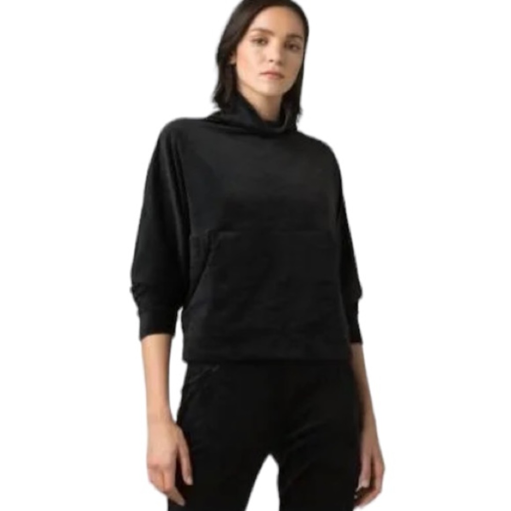 PRANA Women’s Phoenix Black Velvet Velour Pullover Top W-184 Size Large